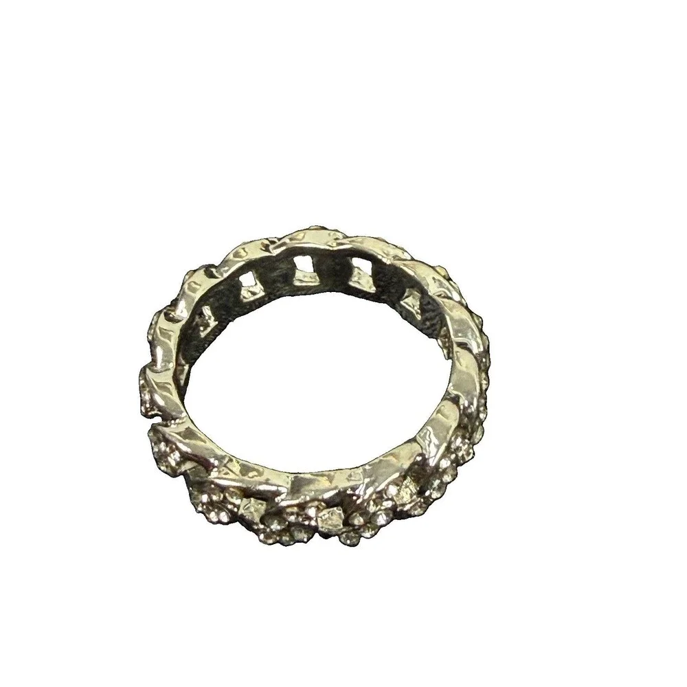 925 Silver Iced Out Miami Cuban Link Ring 4.5 Grams Size 9